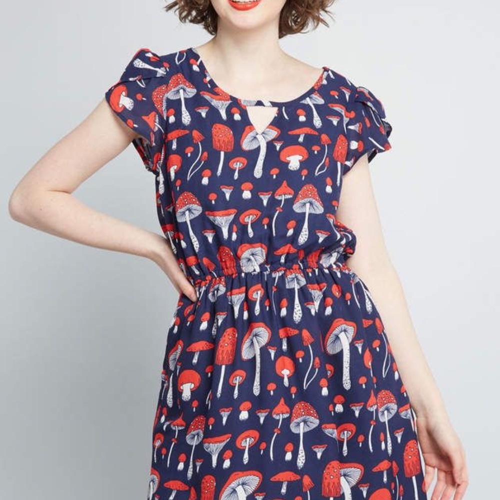 Modcloth "Saturday Splendor" A-Line Dress in Mushrooms